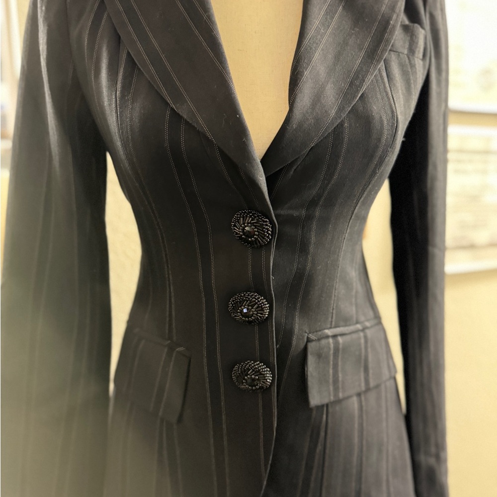 Vintage Black Nanette Lapore Blazer, Sparkly buttons, snatched waist.